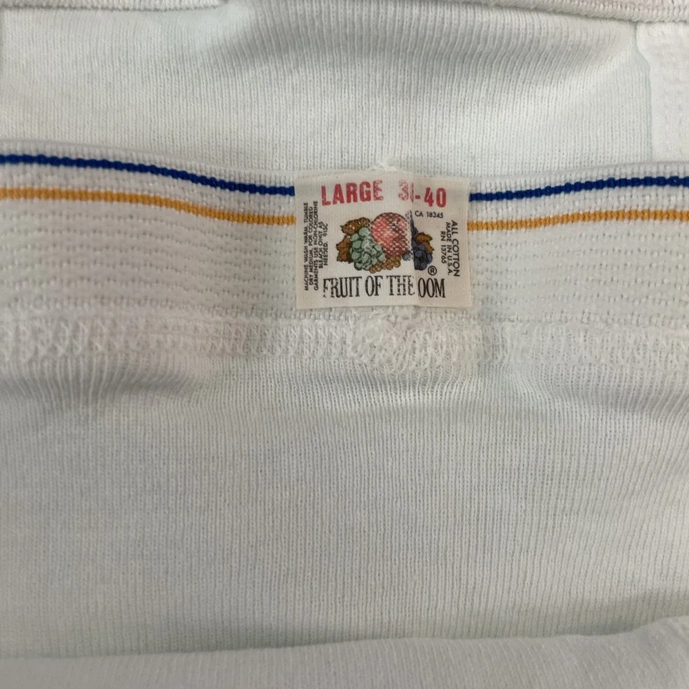 3 Vintage Fruit of the‎ Loom Underwear Briefs Large 38-40 Blue Yellow Stripe USA
